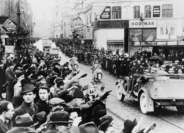 The Germany Army rolls into Bohemia in March as Hitler declares it and Moravia German 