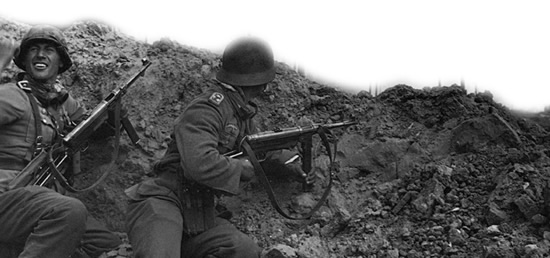 German troops in action during the desperate struggle against the Soviet forces outside Stalingrad